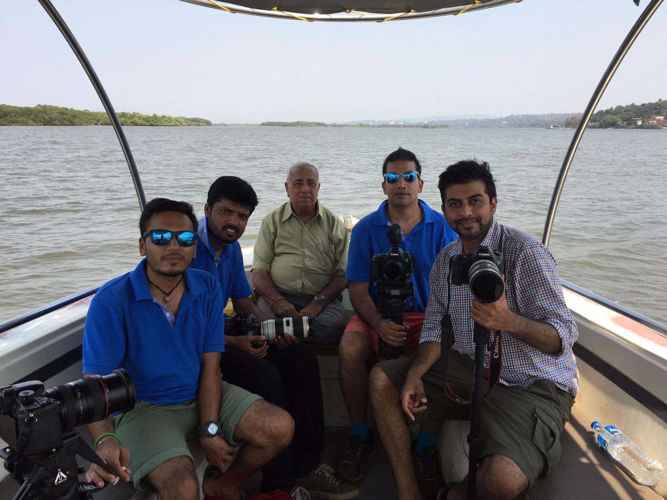 The whole crew, with the mangrove man. â€” Panaji, Goa Â· Apr 2016