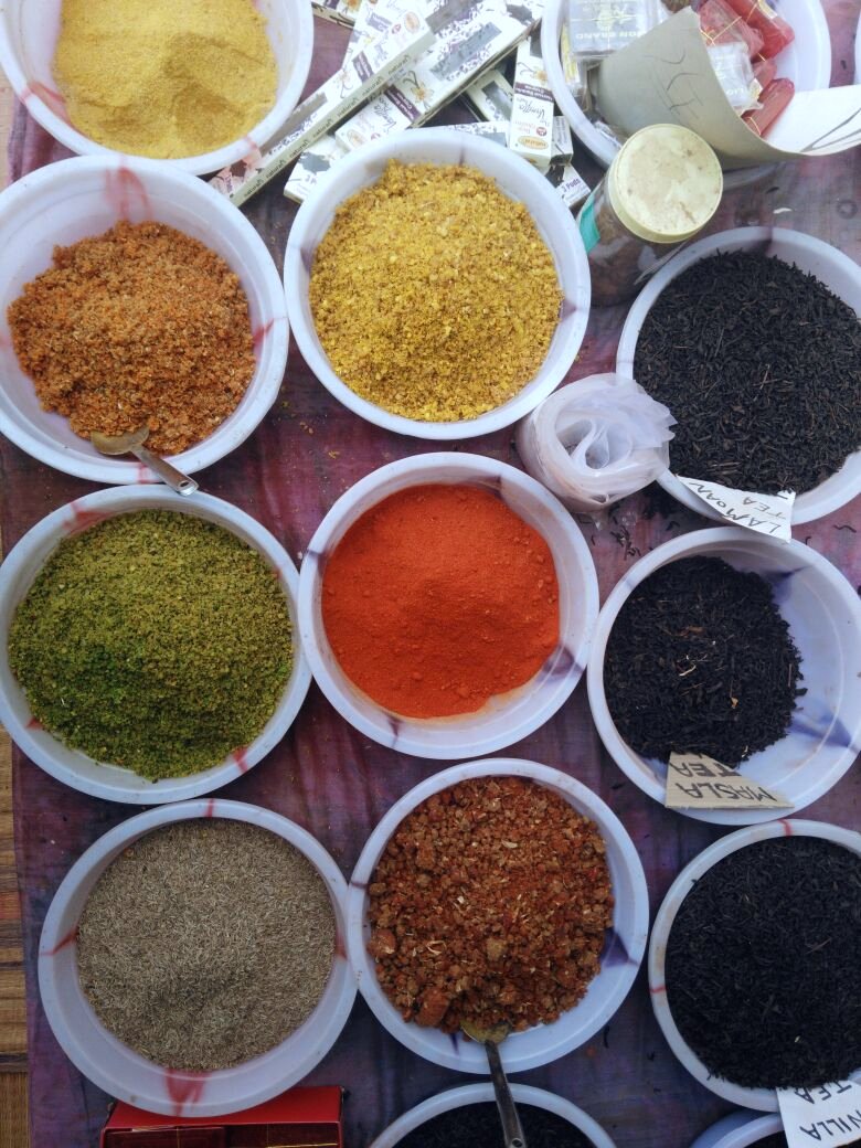 A palette of spices.
